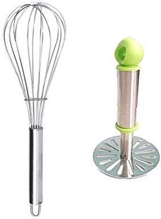 Krishn ROOP Stainless Steel Egg Whisk and Potato Masher Combo (Medium,Multi) - Image 1